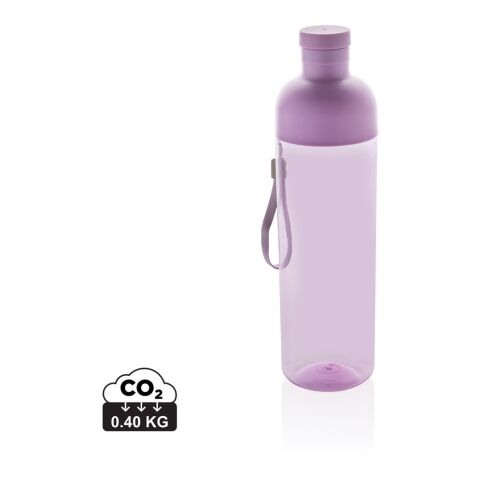Werbeartikel Impact 600 ml Wasserflasche 96% RCS recyceltes PET auslaufsicher mit Trageriemen & Eiswürfel-Öffnung – lila – mit Logo bedruckt