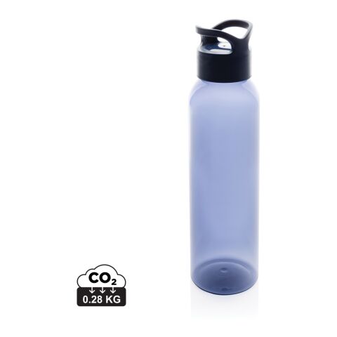 Werbeartikel 650 ml Wasserflasche aus 99% recyceltem RCS rPET BPA-frei & mit Trage-Schraubverschluss – navy blau – mit Logo bedruckt