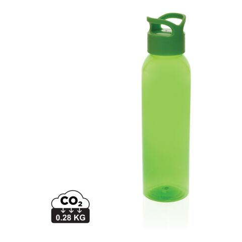 Werbeartikel 650 ml Wasserflasche aus 99% recyceltem RCS rPET BPA-frei & mit Trage-Schraubverschluss – grün – mit Logo bedruckt