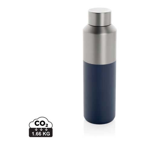 Werbeartikel Edelstahl Vakuum Trinkflasche 600 ml Fluid RCS recycelt doppelwandig BPA-frei – navy blau – mit Logo bedruckt