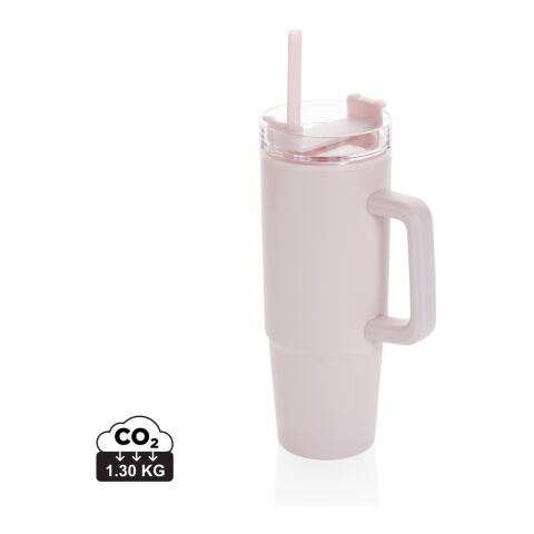 Werbeartikel Tana Becher aus RCS recyceltem Kunststoff mit Griff 900ml – rosa – mit Logo bedruckt