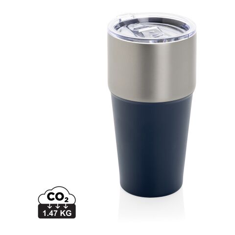 Werbeartikel Fluid Becher aus RCS-zertifiziert recyceltem Stahl, 500 ml – navy blau – mit Logo bedruckt