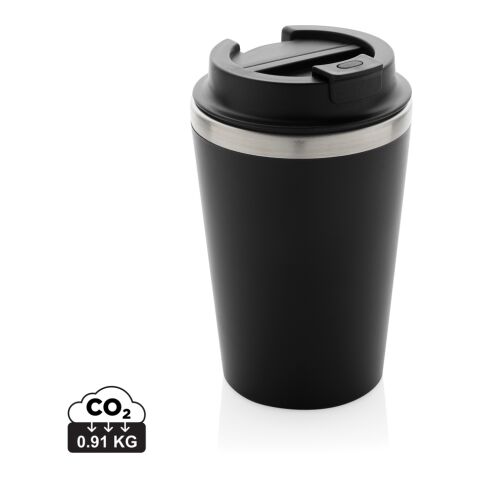 Werbeartikel Java 350 ml doppelwandiger Becher aus RCS recyceltem PP – schwarz – mit Logo bedruckt