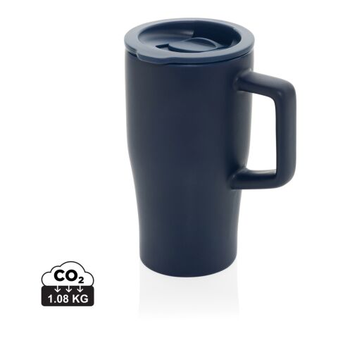 Werbeartikel 490 ml Luxe Quencher Keramik-Kaffeebecher mit Komfortgriff, spülmaschinenfest & inkl. Geschenkbox – navy blau – mit Logo bedruckt