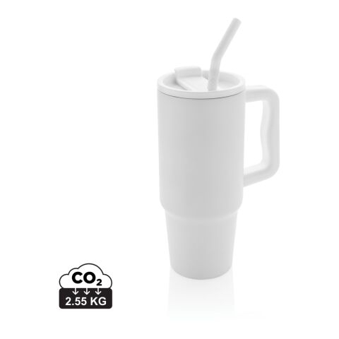 Werbeartikel Embrace Deluxe Becher aus RCS recyceltem Edelstahl 900 ml – weiß – mit Logo bedruckt
