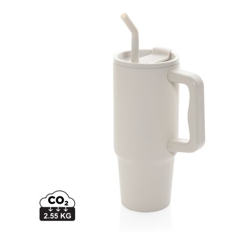 Werbeartikel Embrace Deluxe Becher aus RCS recyceltem Edelstahl 900 ml – off white – mit Logo bedruckt