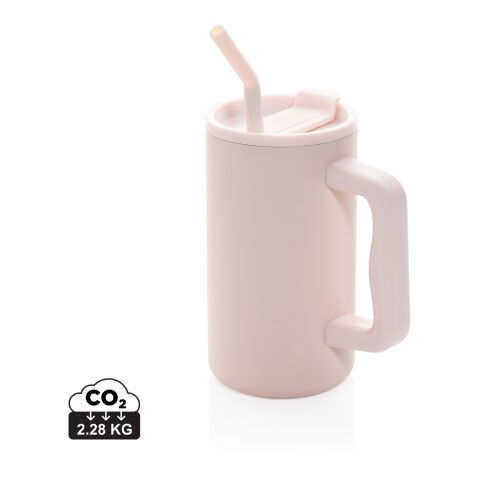 Werbeartikel Cube Becher aus RCS recyceltem Stahl 800 ml – rosa – mit Logo bedruckt