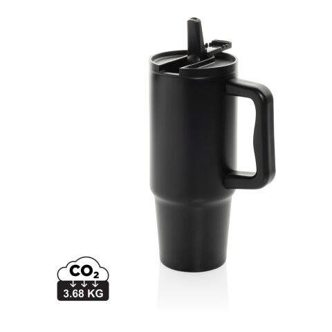Werbeartikel Embrace Leakproof aus RCS recyceltem Edelstahl 900 ml – schwarz – mit Logo bedruckt