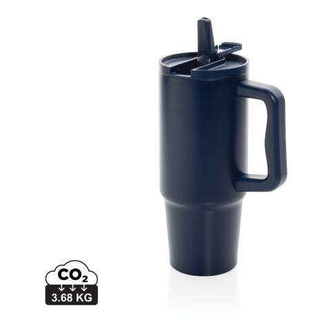 Werbeartikel Embrace Leakproof aus RCS recyceltem Edelstahl 900 ml – navy blau – mit Logo bedruckt