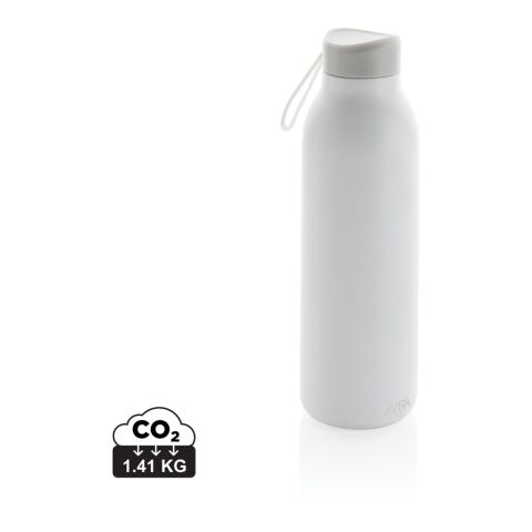 Werbeartikel Avira Avior 500ml Isolierflasche 97% RCS recycelter Edelstahl vakuumisoliert 20h kalt 10h warm BPA-frei – weiß – mit Logo bedruckt