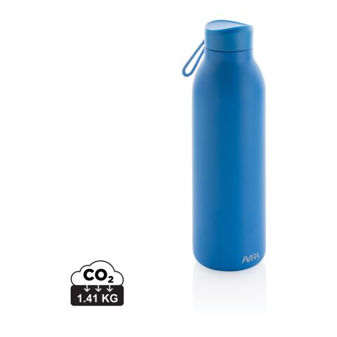 Werbeartikel Avira Avior 500ml Isolierflasche 97% RCS recycelter Edelstahl vakuumisoliert 20h kalt 10h warm BPA-frei – blau – mit Logo bedruckt