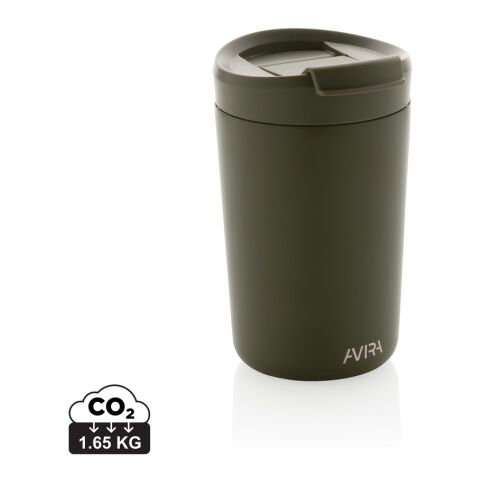 Werbeartikel Avira Alya 300 ml Coffee-to-go Thermobecher aus Recycling-Edelstahl isolierend mit Deckel & Box – grün – mit Logo bedruckt