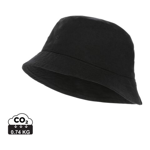 Werbeartikel Impact Aware™ 285g/m² ungefärbter Recycled Canvas-Fischerhut – schwarz – mit Logo bedruckt