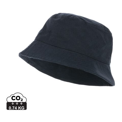 Werbeartikel Impact Aware 285g/m² ungefärbter Recycled Canvas-Fischerhut – marineblau – mit Logo bedruckt