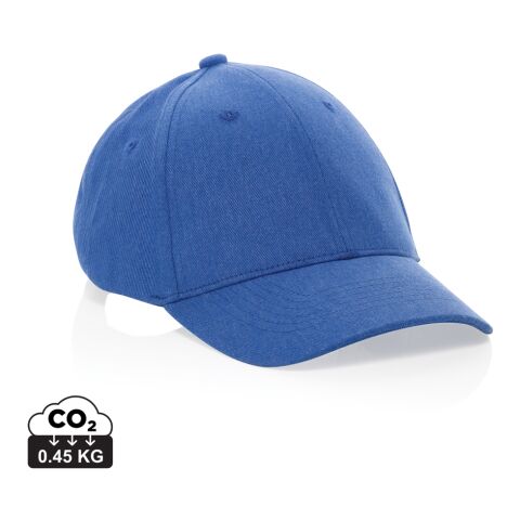 Werbeartikel Milo AWARE 6-Panel-Heather-Kappe – blau – mit Logo bedruckt