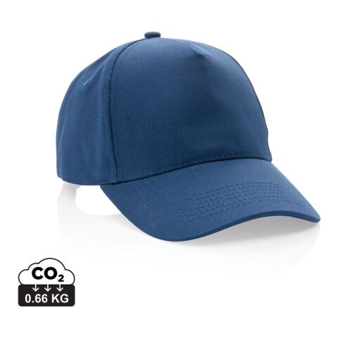 Mitarbeitergeschenk Cap Impact 5 Panel – marineblau – mit Logo bestickt 280gr rCotton mit AWARE™ Tracer klassisches Baseball Cap für Teamevents