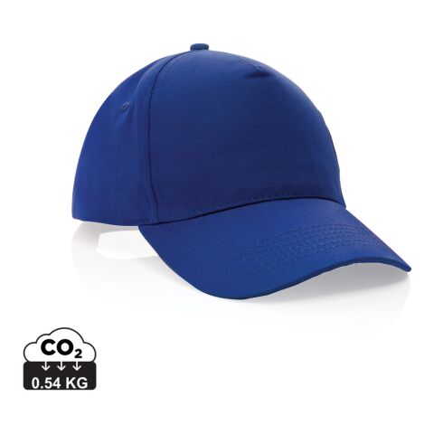 Werbeartikel Impact 5 Panel Kappe aus 190gr rCotton mit AWARE Tracer – blau – mit Logo bedruckt