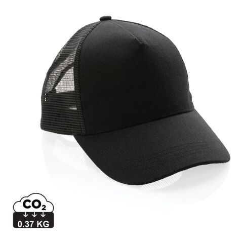 Werbeartikel Impact AWARE 190gr Brushed rCotton 5 Panel Trucker-Cap – schwarz – Cap / Kappe mit Logo bedruckt