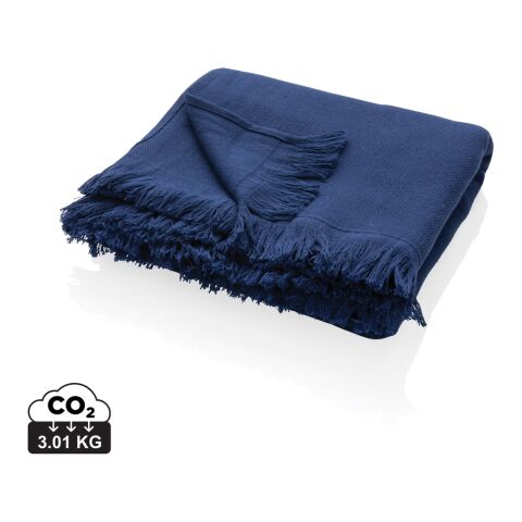 Nachhaltiger Werbeartikel UKIYO Keiko AWARE Hamamtuch 100x180cm – navy blau – mit Logo bedruckt