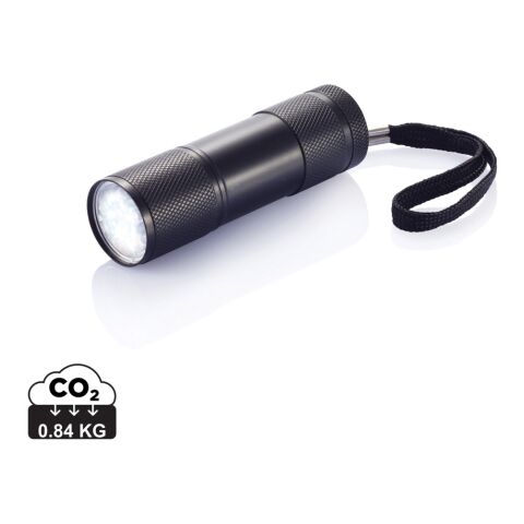 Werbeartikel Quattro Aluminiumtaschenlampe | schwarz | mit Logo bedrucken