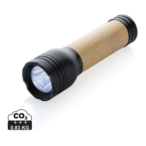 Lucid 1W Taschenlampe aus RCS recycelt. Kunststoff &amp; Bambus schwarz-braun | ohne Werbeanbringung | Nicht verfügbar | Nicht verfügbar