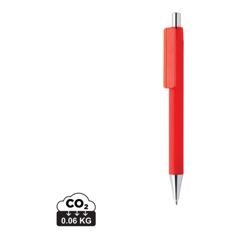 Streuartikel X8 Stift mit Smooth-Touch – rot – mit Logo bedruckt, blau schreibender Druckkugelschreiber für den Büroalltag