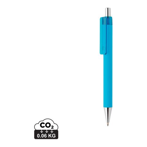 Werbeartikel X8 Stift mit Smooth-Touch – blau – mit Logo bedruckt