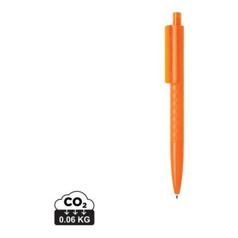 Streuartikel Kugelschreiber X3 – orange – mit Logo bedruckt, blauschreibend, für die Büroausstattung