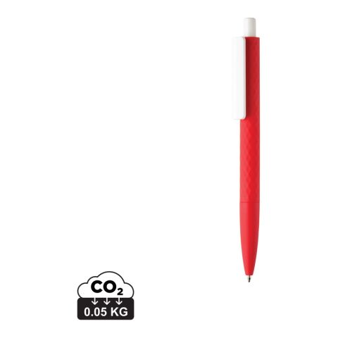 Werbeartikel X3-Stift mit Smooth-Touch – rot-weiß – mit Logo bedruckt