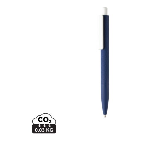 Werbeartikel X3-Stift mit Smooth-Touch – navy blau-weiß – mit Logo bedruckt