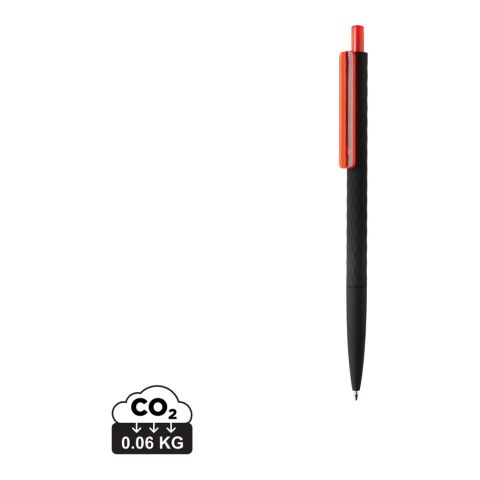 Werbeartikel Kugelschreiber X3-Black – rot-schwarz – mit Logo bedruckt mit Smooth-Touch Finish, 1200m blauschreibende Dokumental Mine
