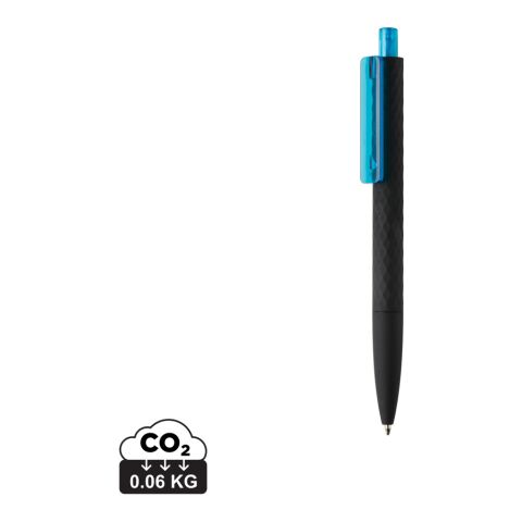 Werbeartikel X3-Black mit Smooth-Touch – blau-schwarz – mit Logo bedruckt