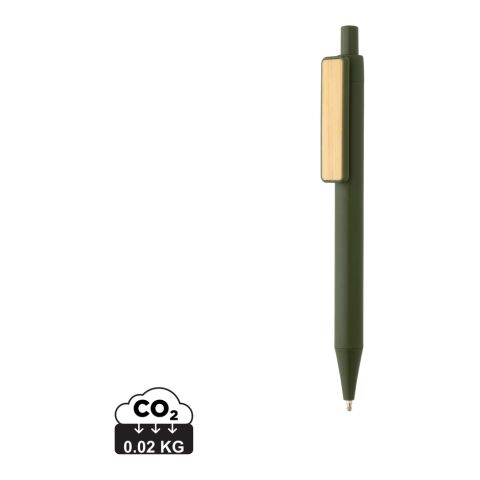 GRS Recyclet ABS Stift mit Bambus-Clip grün | ohne Werbeanbringung | Nicht verfügbar | Nicht verfügbar