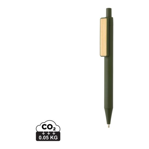 Werbeartikel GRS Recyclet ABS Stift mit Bambus-Clip – grün – mit Logo bedruckt
