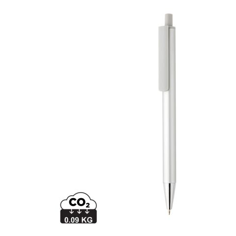 Werbeartikel Amisk Stift aus RCS-zertifiziert recyceltem Aluminium – silber-grau – mit Logo bedruckt
