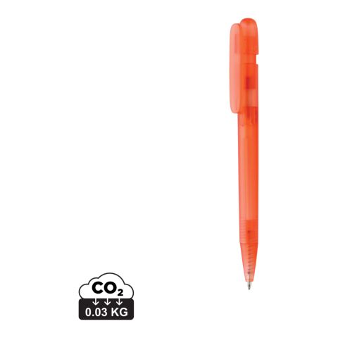 Werbeartikel Devin transparenter Stift aus GRS zertifiziertem rABS – rot – mit Logo bedruckt