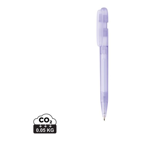 Werbeartikel Devin transparenter Stift aus GRS zertifiziertem rABS – lila – mit Logo bedruckt