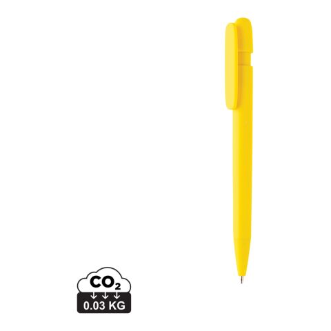 Werbeartikel Devin Solid Stift aus GRS zertifiziertem rABS – gelb – mit Logo bedruckt