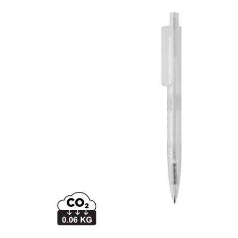 Werbeartikel X3 Frosted-Pen – weiß – mit Logo bedruckt nachhaltiger Druckkugelschreiber aus recyceltem Kunststoff blauschreibend 1,0mm