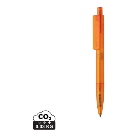 Werbeartikel X3 Frosted-Pen aus GRS recyceltem PC – orange – mit Logo bedruckt