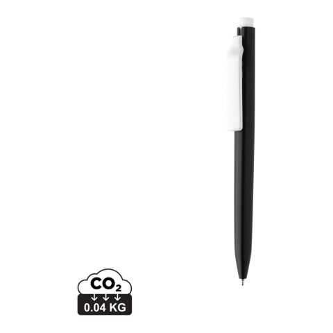 Werbeartikel Vibe GRS-zertifizierter rABS-Stift mit Ultra-Glide-Tinte – schwarz-weiß – mit Logo bedruckt