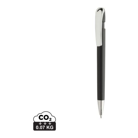 Werbeartikel Glide Kugelschreiber – schwarz – mit Logo bedruckt nachhaltiger rABS Stift mit Metallclip 1200m blau schreibend