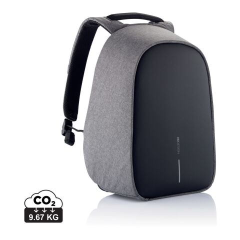 Werbeartikel Bobby Hero Regular Anti-Diebstahl-Rucksack – grau-schwarz – mit Logo bedruckt