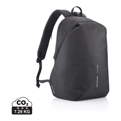 Mitarbeitergeschenk Bobby Soft Rucksack – schwarz-grün – mit Logo bedruckt 15,6-Zoll nachhaltiger Backpack für das Onboarding