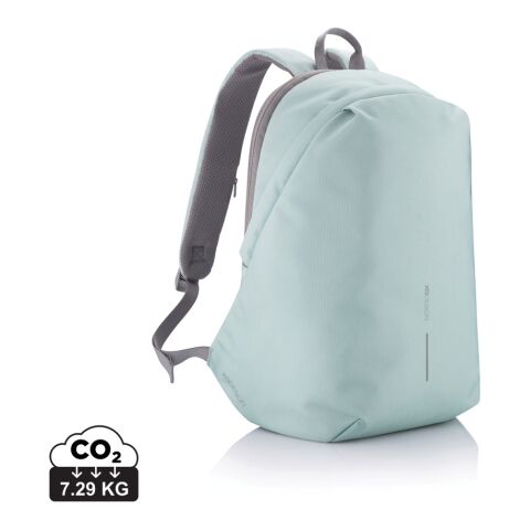 Mitarbeitergeschenk Rucksack Bobby Soft – grün-grau – mit Logo bedruckt nachhaltiger Daypack für das Onboarding mit Laptopfach und RFID-Schutz