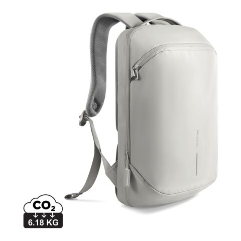 Mitarbeitergeschenk Rucksack XD Design Bobby Air – weiß-grau – mit Logo bedruckt 16 Zoll nachhaltiger Backpack für das Mitarbeiter-Onboarding