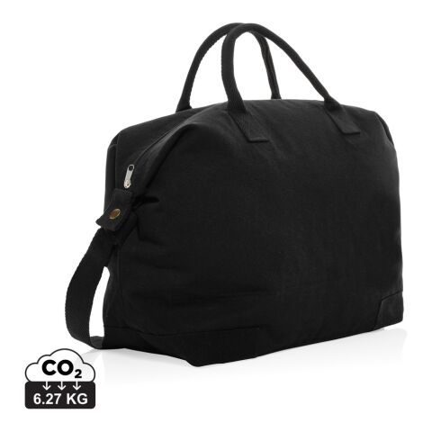 Mitarbeitergeschenk Wochenendtasche Kezar AWARE – schwarz – mit Logo bestickt nachhaltiger Weekender aus recyceltem Canvas für Geschäftsreisen