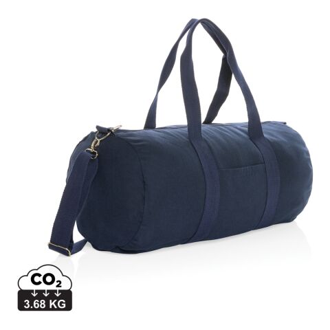 Werbeartikel Impact Aware 285g/m² ungefärbter Recycled Canvas-Seesack – marineblau – mit Logo bedruckt