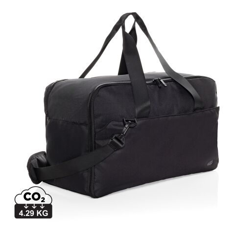 Werbeartikel Swiss Peak Aware RPET 15,6" Laptop-Wochenendtasche – schwarz – Sporttasche / Reisetasche mit Logo bedruckt
