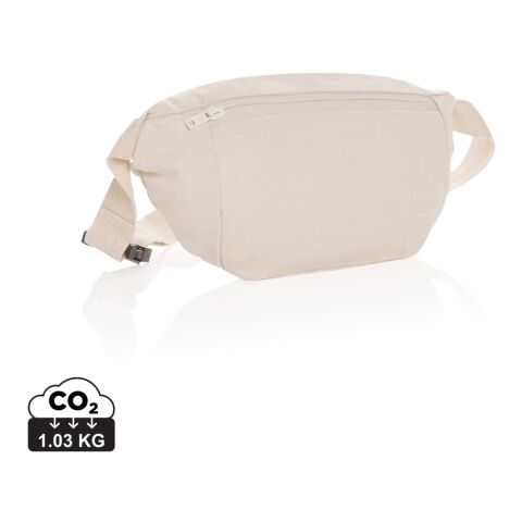 Werbeartikel Impact Aware 285g/m² ungefärbte rCanvas-Gürteltasche – weiß – Bauchtasche / Gürteltasche mit Logo bedruckt